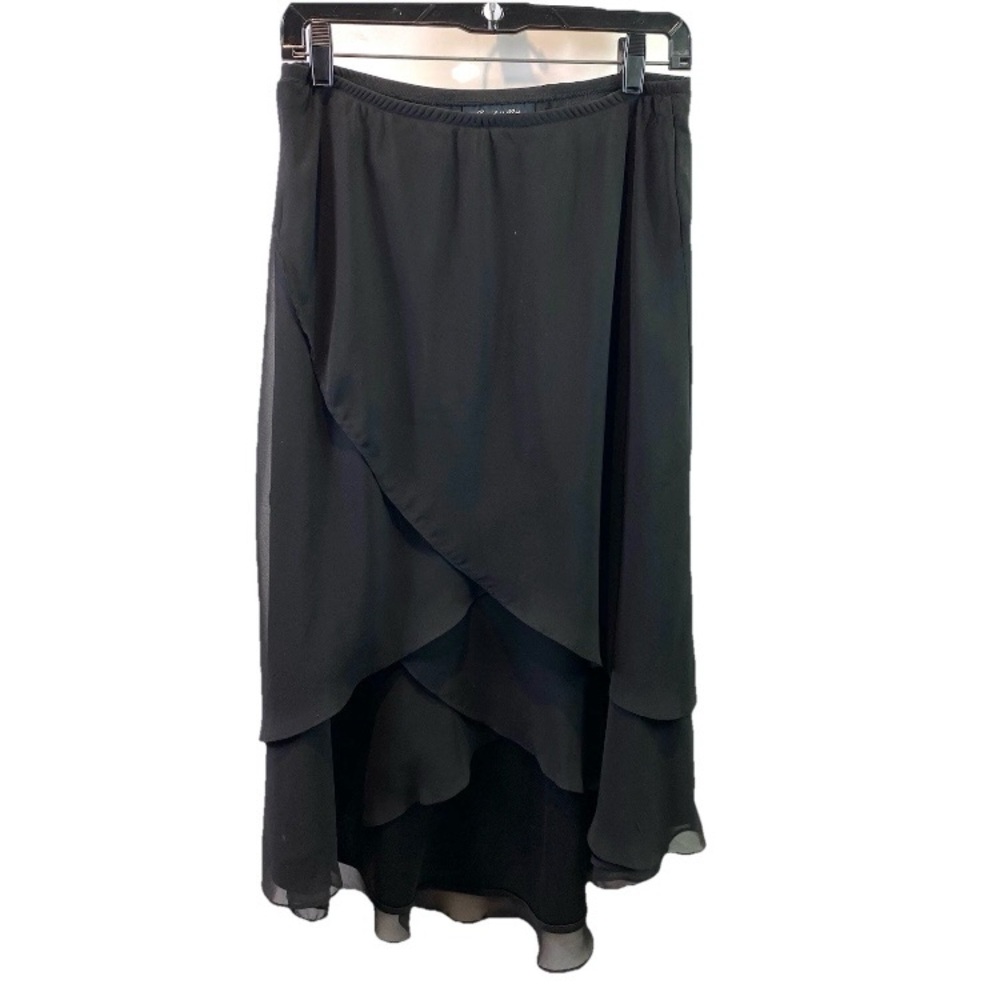Scarlet Nite Womens Skirt Black Layered Tiered Ruffle Whimsigoth Fairy Sz 8